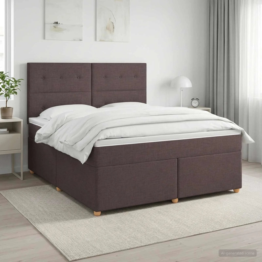 Letto box spring con materasso Marrone Scuro 140 x 190 cm 3453882