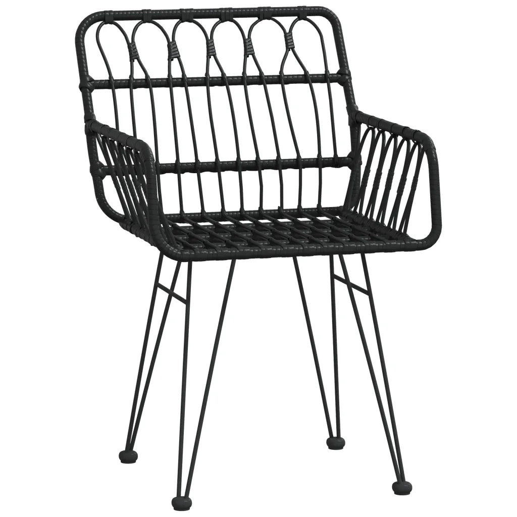 Set da Pranzo da Giardino 5 pz Nero in Polyrattan 3157854