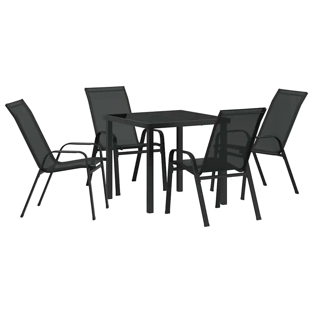 Set da Pranzo per Giardino 5 pcs Nero