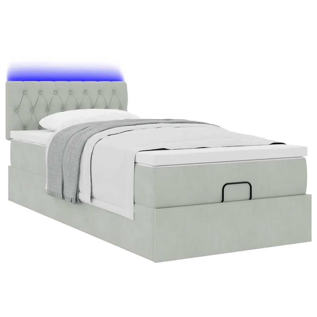Struttura Letto Pouf con Materasso 90x200 cm in Velluto 3312668