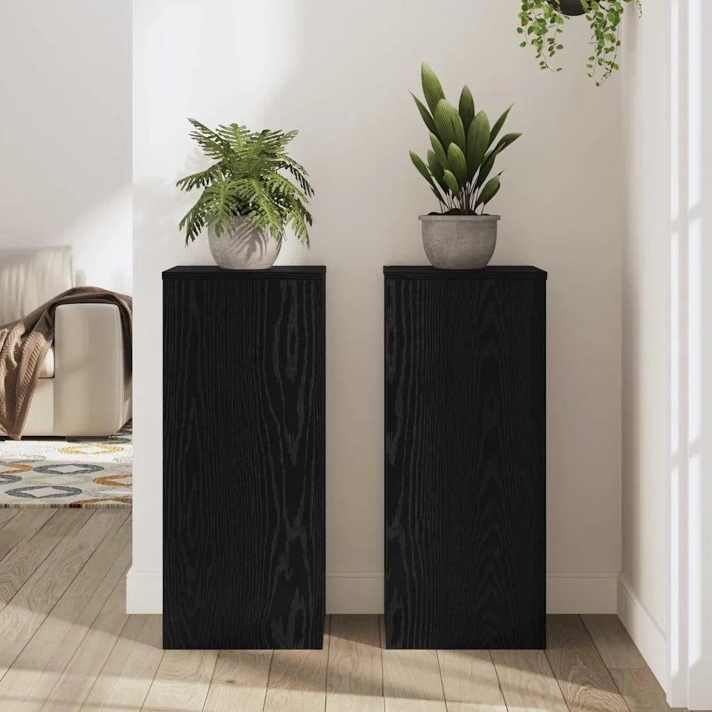 Supporto per piante | Sostegno per piante 2 pz Rovere Nero 30 x 30 x 70 cm