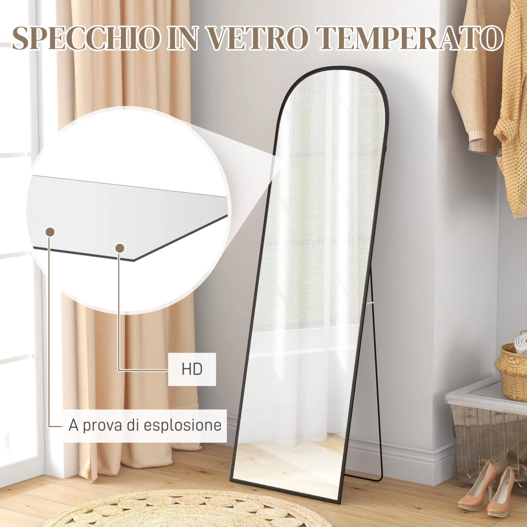 Specchio da Terra e Parete Moderno in Lega di Alluminio ¨C Zephmum ¨C Nero 50x161.5cm