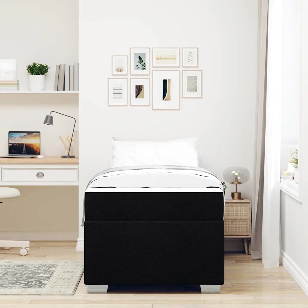Struttura del letto con materasso Nero 90 x 190 cm Tessuto