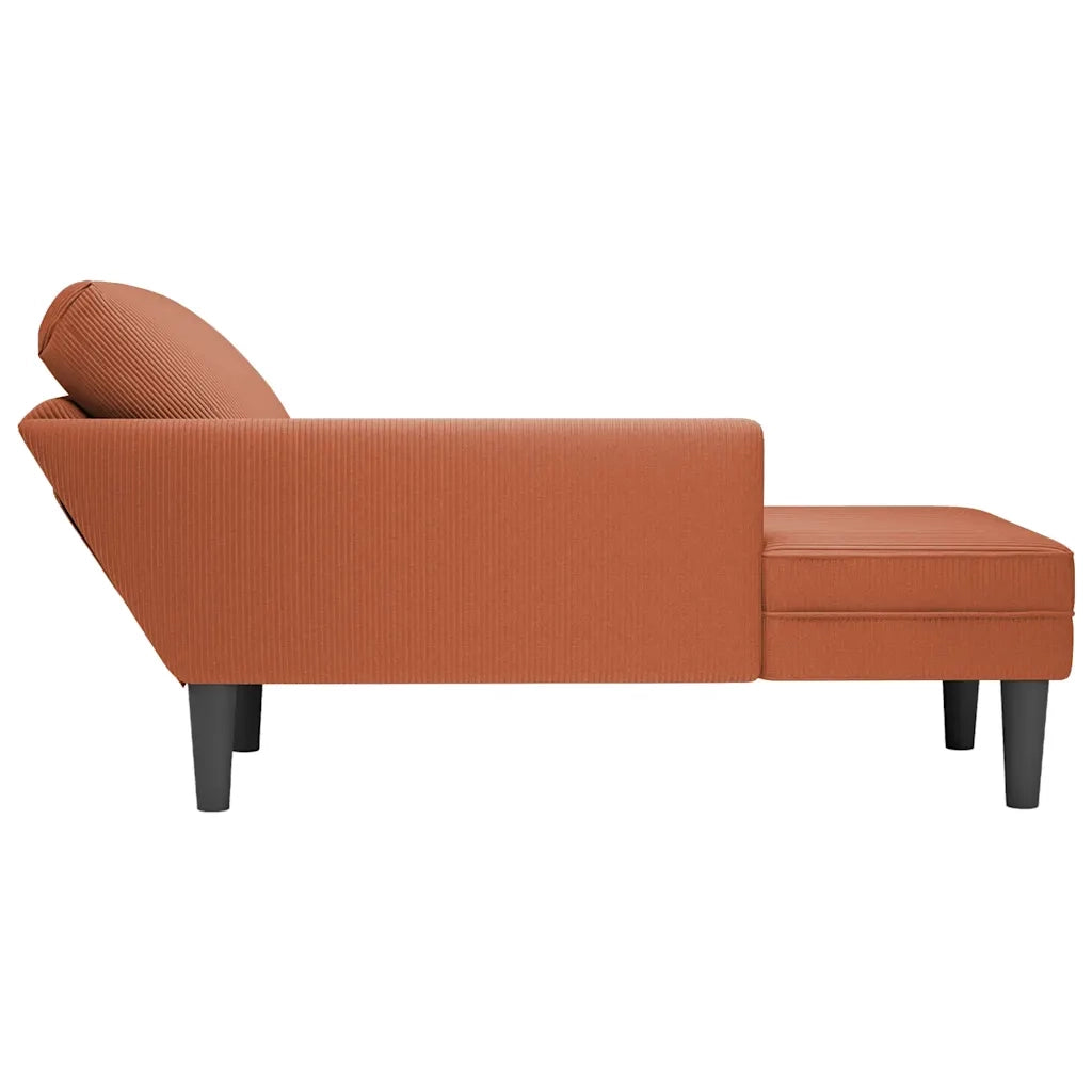 Sdraio con Cuscino Destro in Velluto a Coste Rosso Arancione 4009822