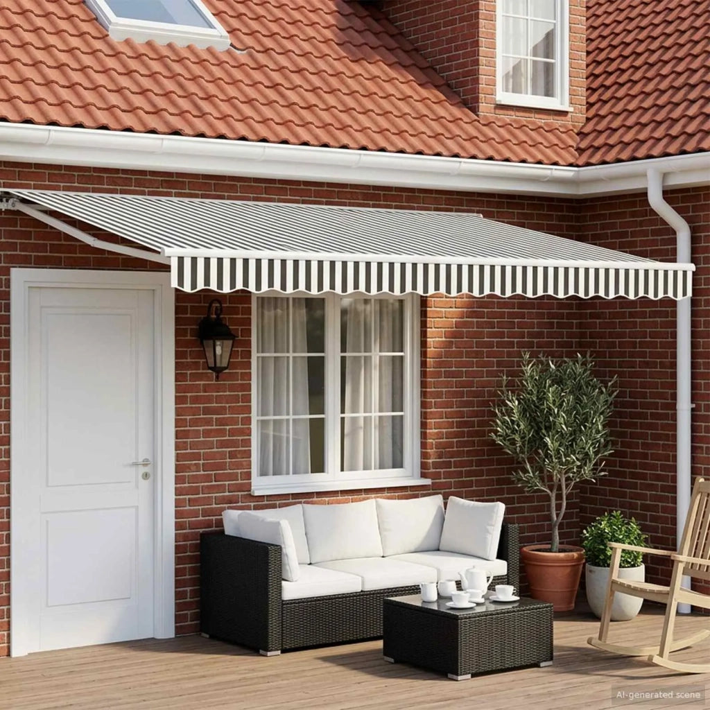 Cornice per Tenda Manuale con LED Antracite e Bianco 4 × 3 m 3420617