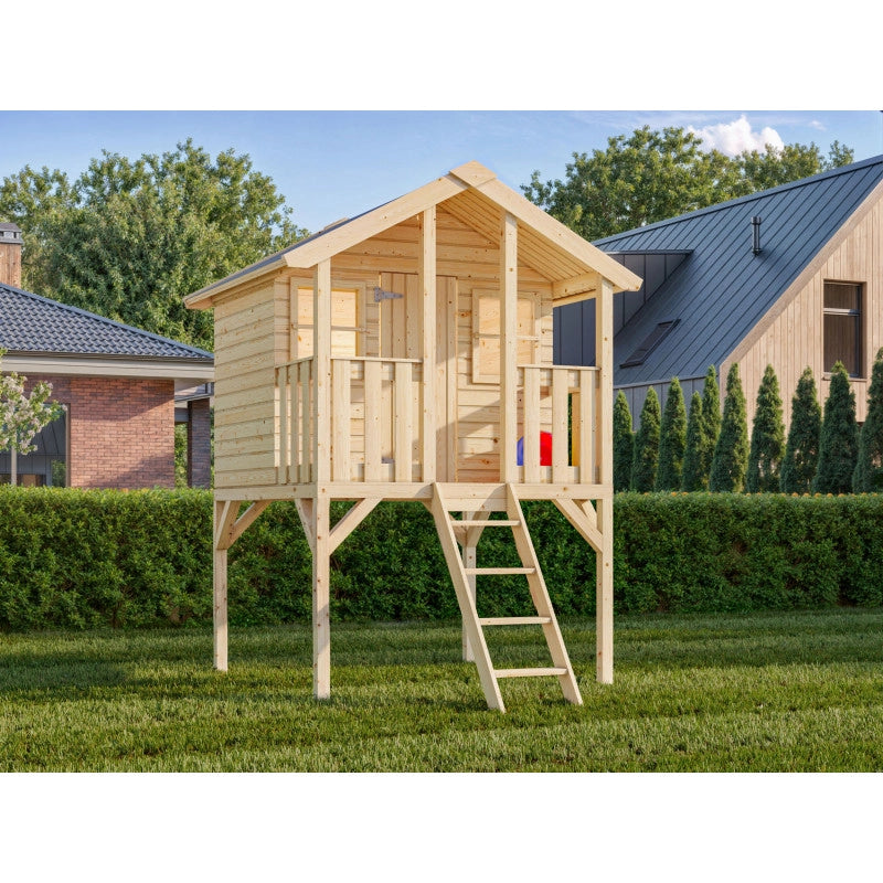 Casetta gioco bambini Toby 180x192 cm su palafitta in legno con pavimento  Esterni da Vivere