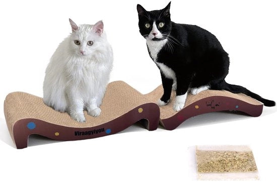 Palo di gatto, piatto di gatto, set di gatto, palo di gatto resistente al graffio grande (50 x 10 cm) e piccolo (41,5 x 6,3 cm), scatola di cartone ondulato