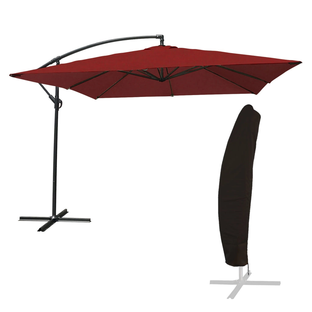 Parasole offset MOLOKAI quadrato 2,7x2,7m rosso + copertura