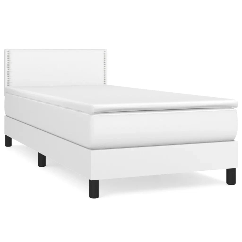 Giroletto a Molle con Materasso-Struttura Letto Bianco 100x200 cm in Similpelle 763188