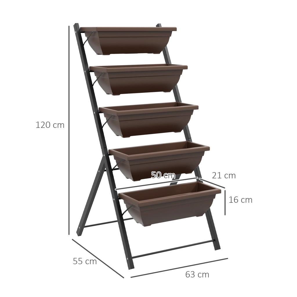 Fioriera verticale a 5 livelli ¨C Minimal ¨C acciaio marrone