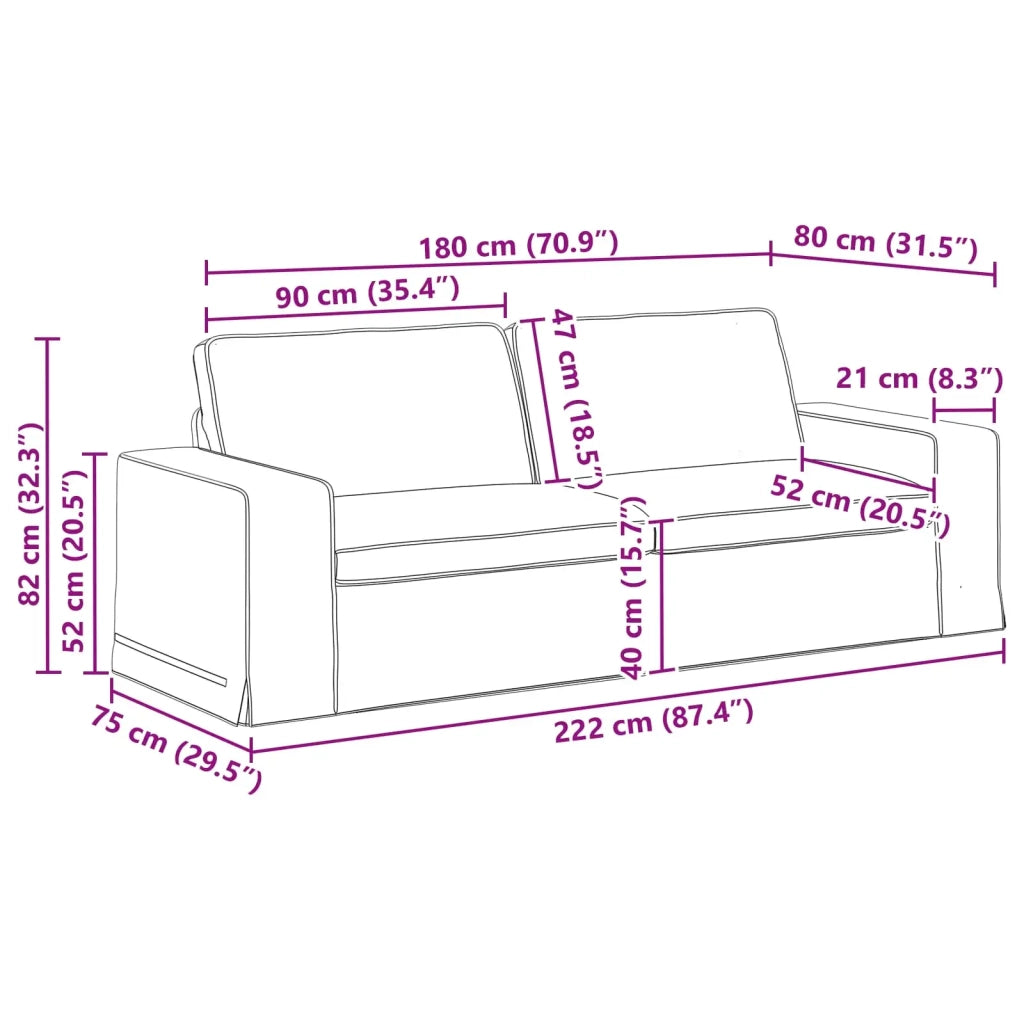 Divano Blu 222 x 80 x 82 cm Tessuto 42024403