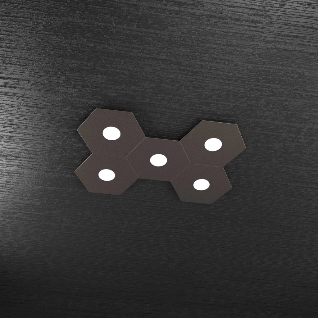 HEXAGON APPLIQUE-PLAFONIERA 5 LUCI MARRONE 1142-5L-MA