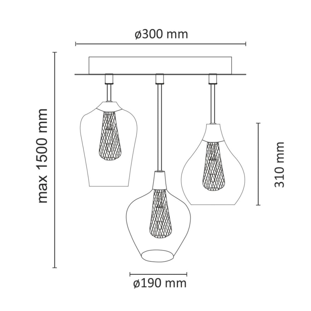 Lampada a sospensione Polux Dyson vetro 3xG9 trasparente oro