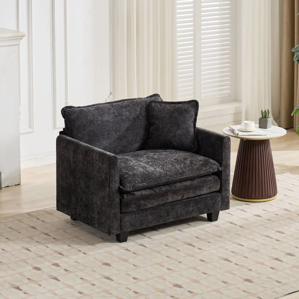 Poltrona Cloud ¨C MINIMAL ¨C Tessuto Chenille, Nero, Imbottita