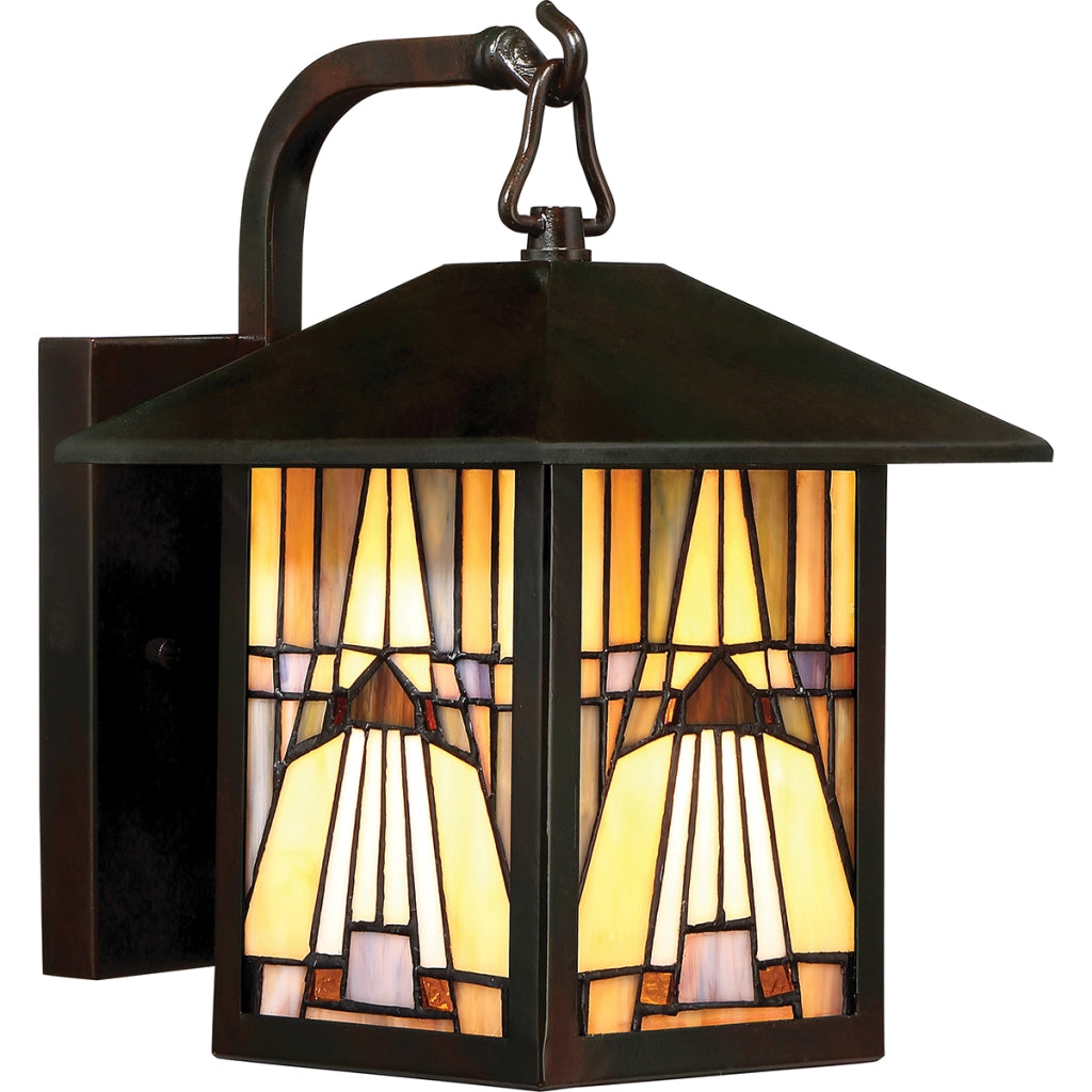 Applique esterna vetrata bronzo scuro E27 60W Inglenook Quoizel