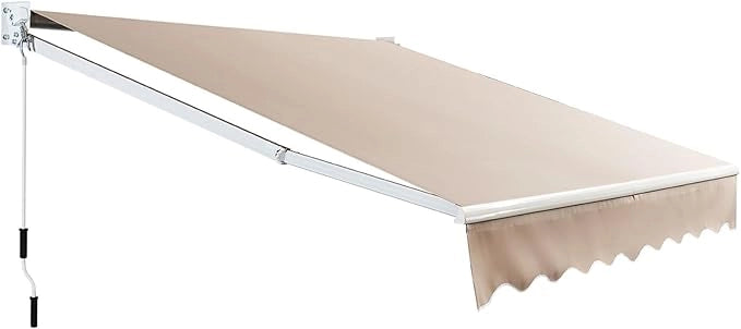 Tenda da Sole per Esterno Avvolgibile, Tenda da Sole a Bracci Estensibili con Telaio in Alluminio e Tettuccio Resistente al Sole e Impermeabile e Manovella (Beige, 245 x 200 cm)