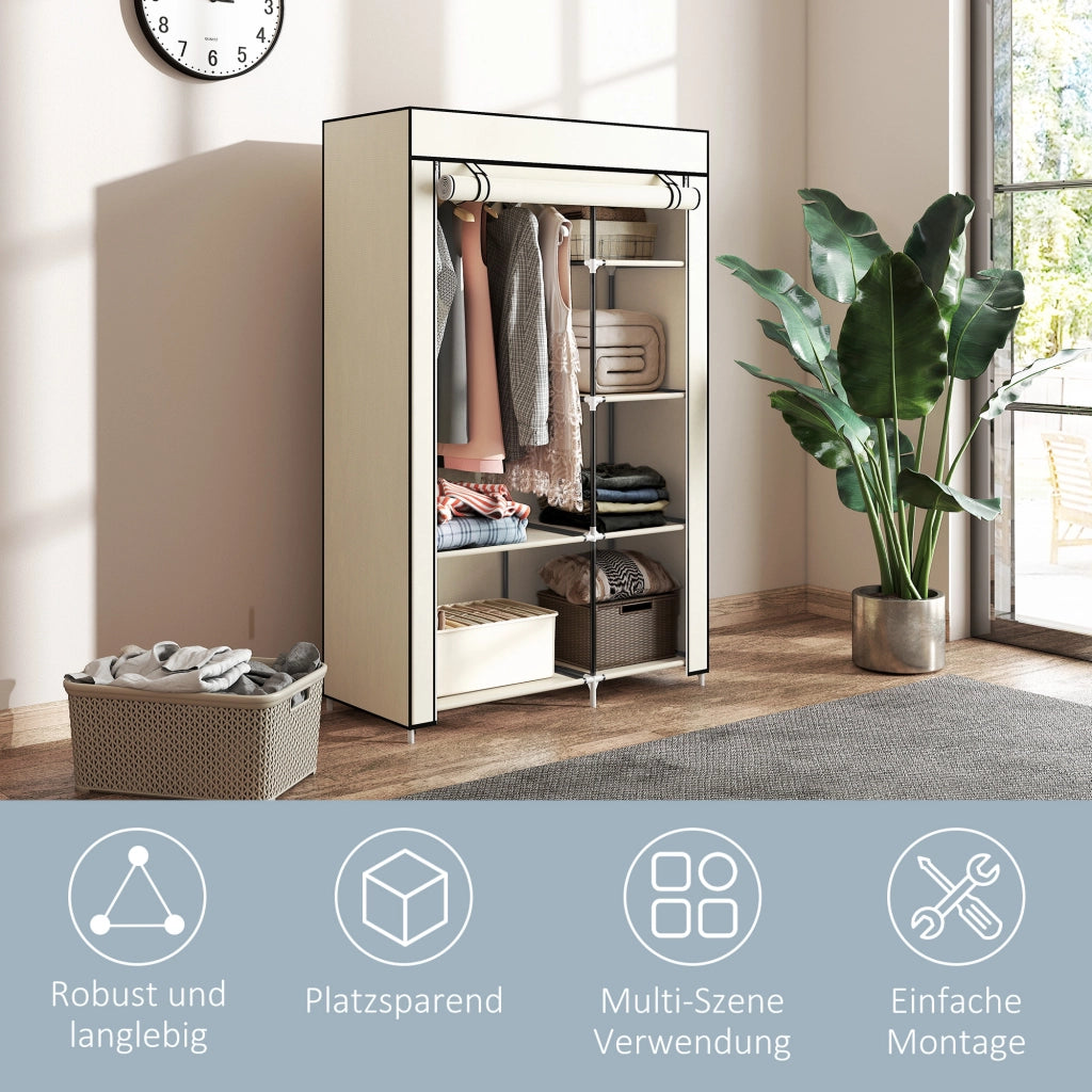 Armadio in Tessuto con Ripiani e Appendiabiti ¨C Zephmum ¨C Beige