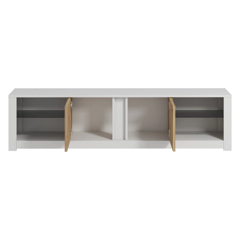 Vogogna, Mobile Porta tv 2 Ripiani, 180x35x45h cm Bianco