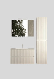 Mobile da Bagno Sospeso con Lavabo 70 cm e Specchio Urano Light Bianco Frassinato