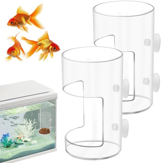 Accessori per acquario - Dispensatore di cibo per pesci - 2 pezzi - Tubo alimentare - Distributore di cibo per acquario - Accessori - Materiale plastico duraturo - Dimensione regolabile - Dispensatore di cibo automatico