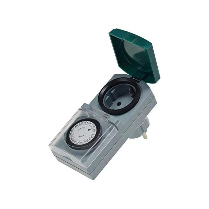 REV 0025700409 Presa con Timer Meccanico IP44 16A 3680W 48 Programmi Uso Interno Esterno colore Grigio Verde