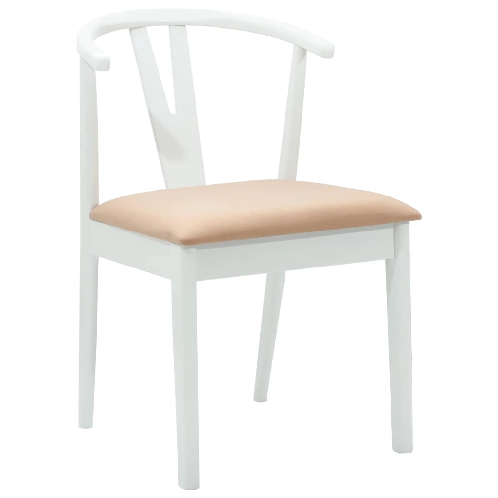 Sedia da pranzo 2 pcs Bianco e marrone Legno di gomma solido 42020409