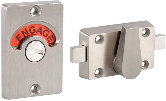 Indicatore di Presenza per Porta Interna - Acciaio Inossidabile - Indicatore di Presenza - Blocco - Rilievo - Adatto per Porte Interne - Adatto per Spessore di Placca 12-18 mm - Indicatore di Presenza per Porta