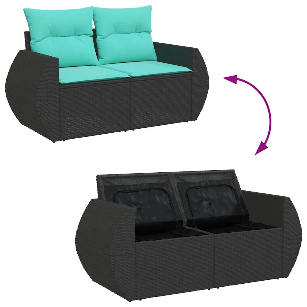 Set Divani da Giardino con Cuscini 7pz Nero Polyrattan 3327221