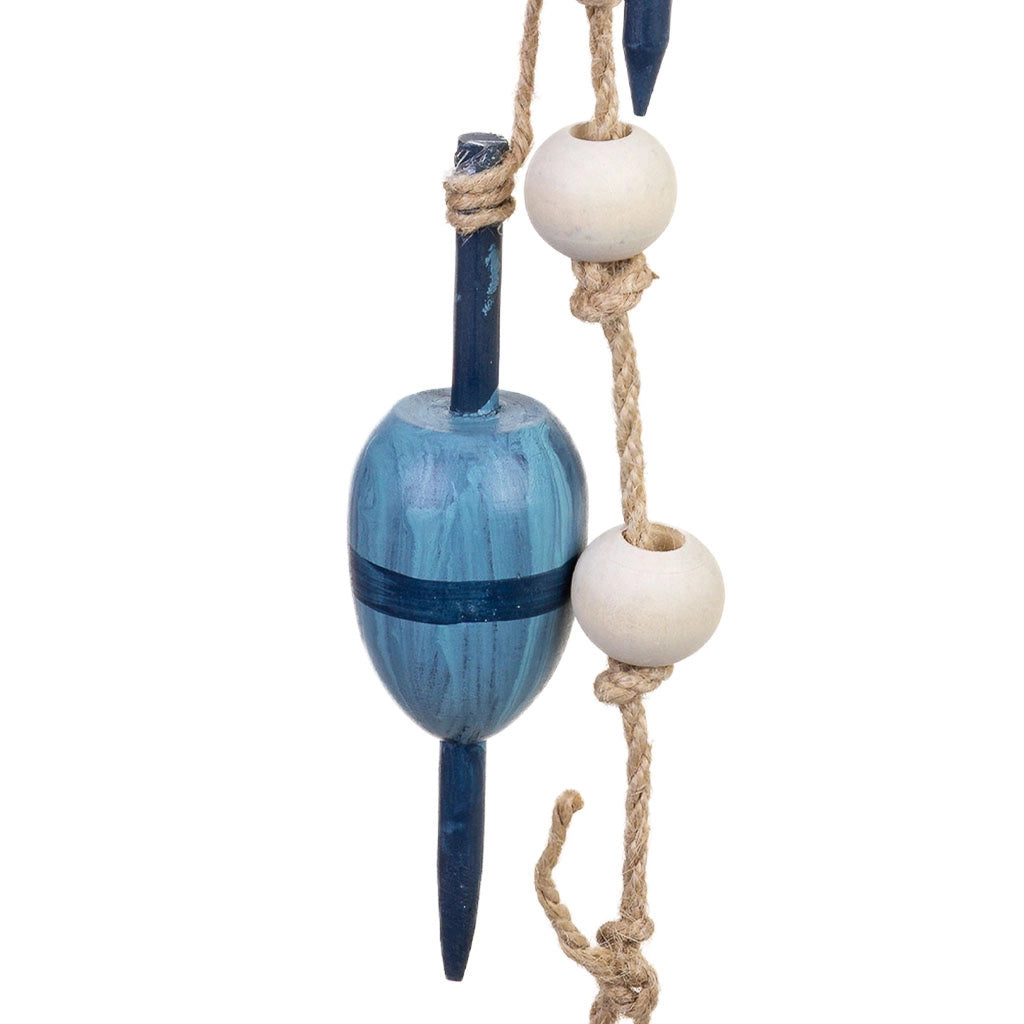 Campanello a vento in legno blu, 6x4x70h cm