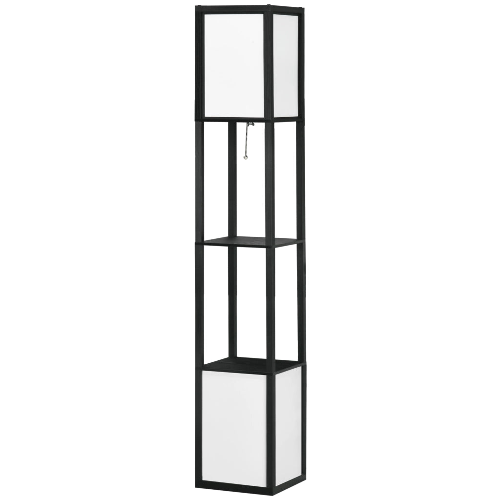 Lampada da Terra con Scaffale ¨C Minimal ¨C Nero e Bianco 26x26x156 cm