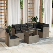 Set Divani da Giardino 7pz con Cuscini Grigio Chiaro Polyrattan 3266622