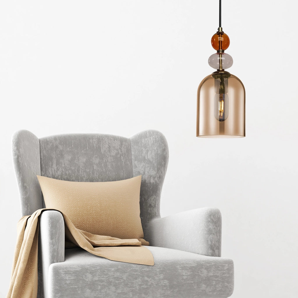 Lampada a sospensione Tropea vetro ambra 1xE27 15W