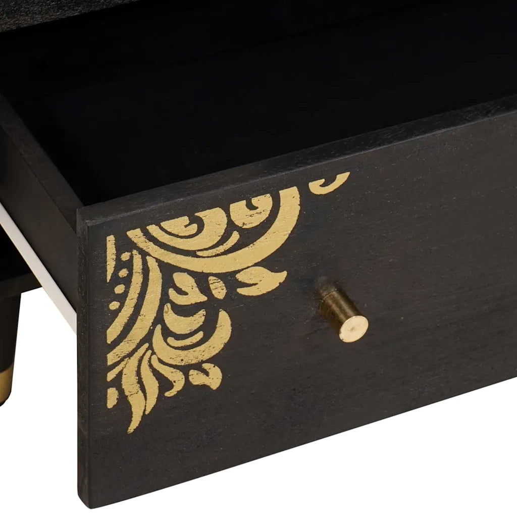 Credenza | Madia | Buffet da pranzo | Armadio da pranzo Nero 60 x 33 x 75 cm Legno di mango massello