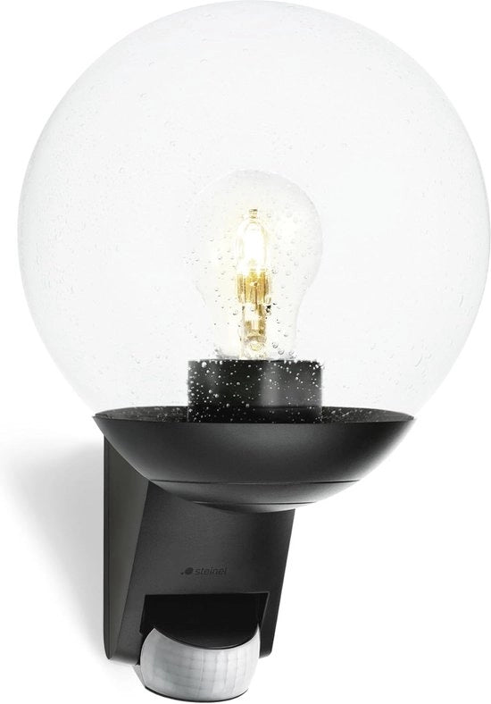 Lampada da Esterno con Sensore IP44, Fitting E27, Sensore IR 180°, Nero - Massimo 60W