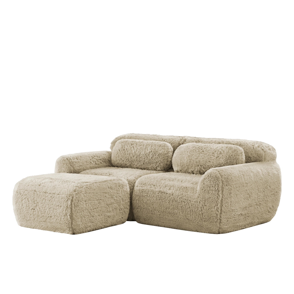 Divano L a 2 posti in peluche - Zephmum- Modulare combinabile con cuscini