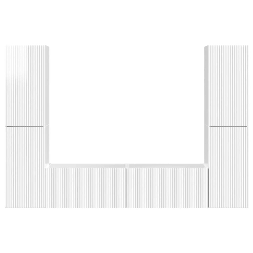 Set mobile TV 6 pcs Bianco Lucido Legno multistrato 3409109