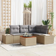 Set Divano da Giardino 5 pcs Beige e Grigio Chiaro polyrattan