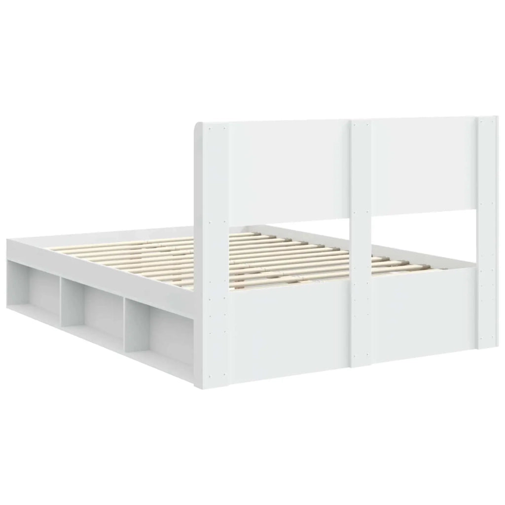 Struttura del letto con stoccaggio e testata Bianco 3414227