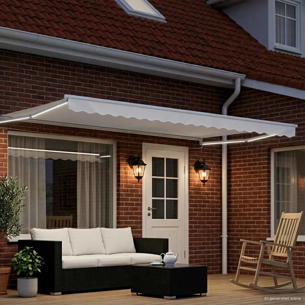 Tenda retrattile manuale con LED Bianco 4 × 3 m 3419298