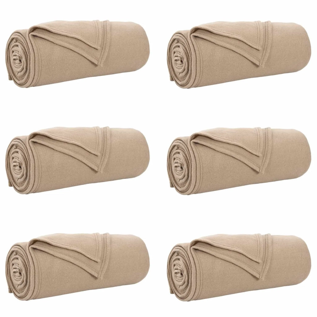 Coperte da Pile 6 pcs Cammello 170 x 130 cm Panno 42017049