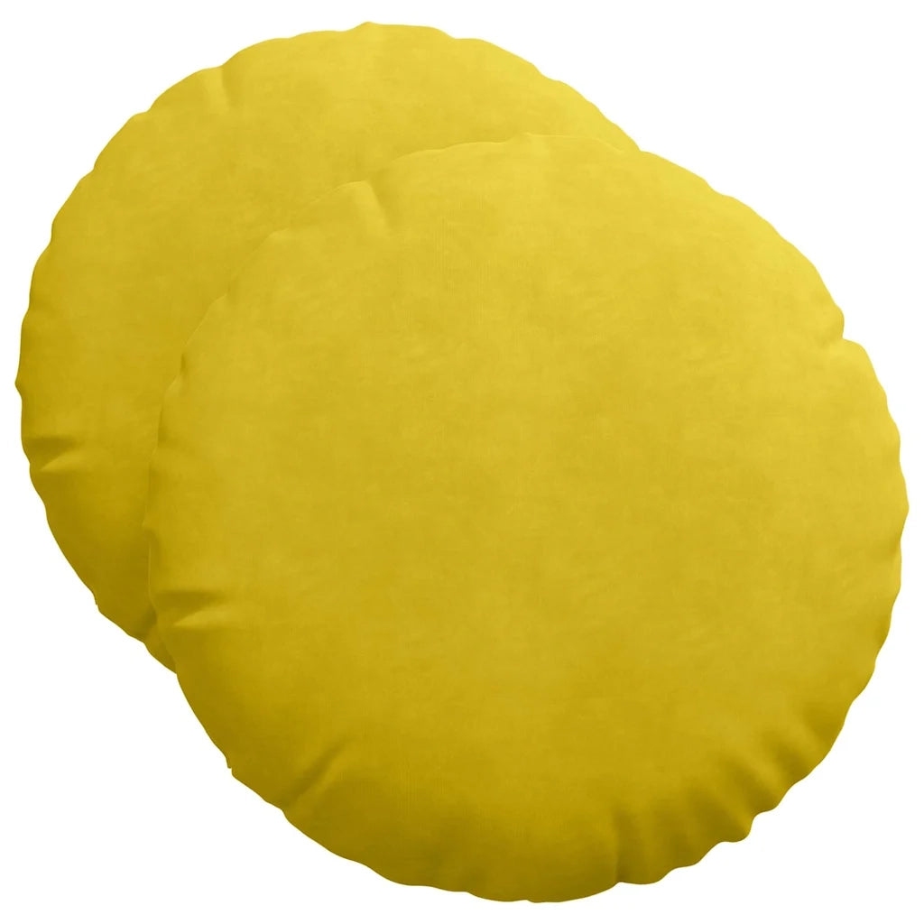Cuscini per Seduta 2 pcs Giallo Ø50 x 19 cm Velluto 42014181