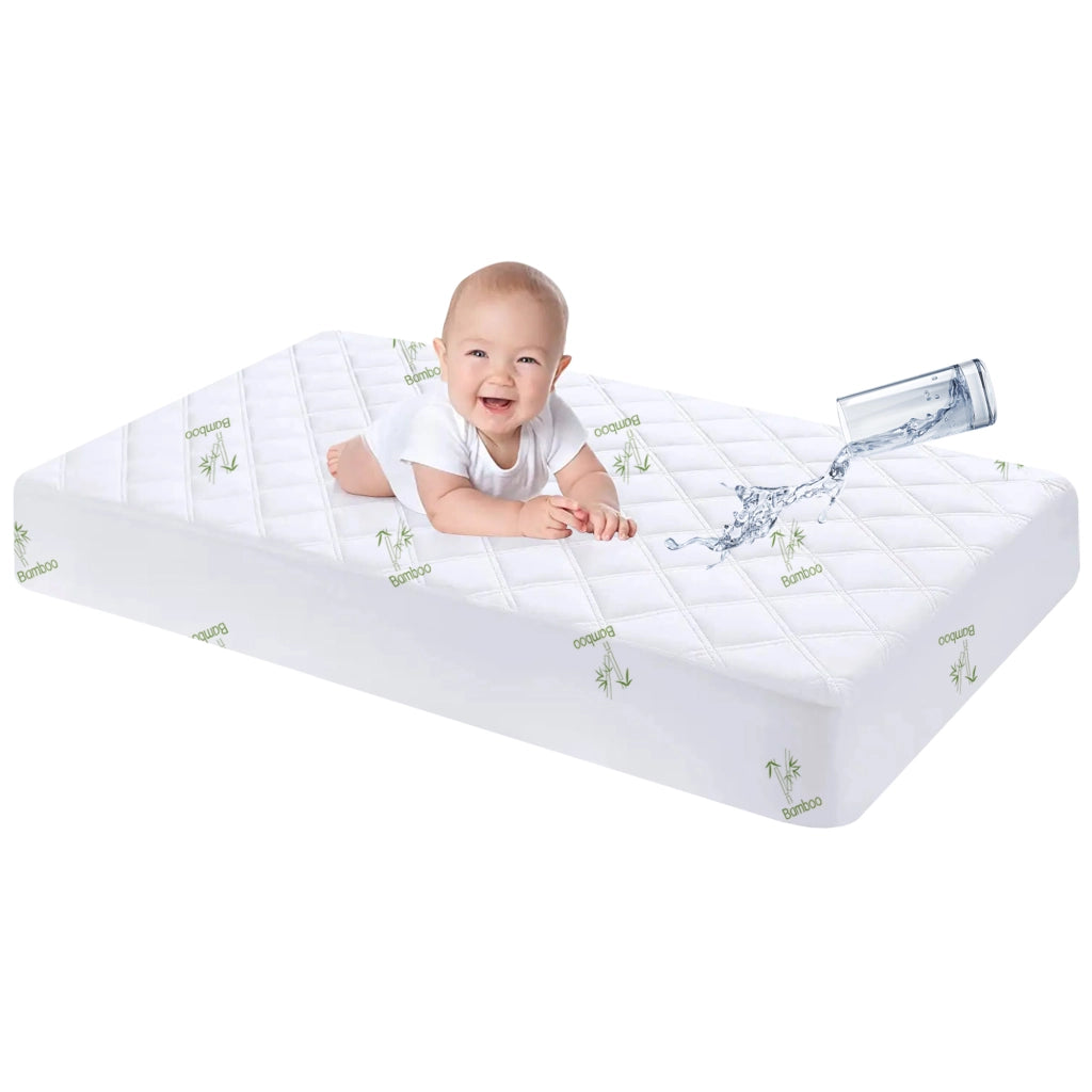 Coprimaterasso Neonati Impermeabile Trapuntato Lettino Culla 60x120 Cm  Antiacaro Micro Traspirante Silenzioso Barriera Liquidi Angoli Elasticizzati SalvaPipi  Bambino Bambù - 1 Pezzo
