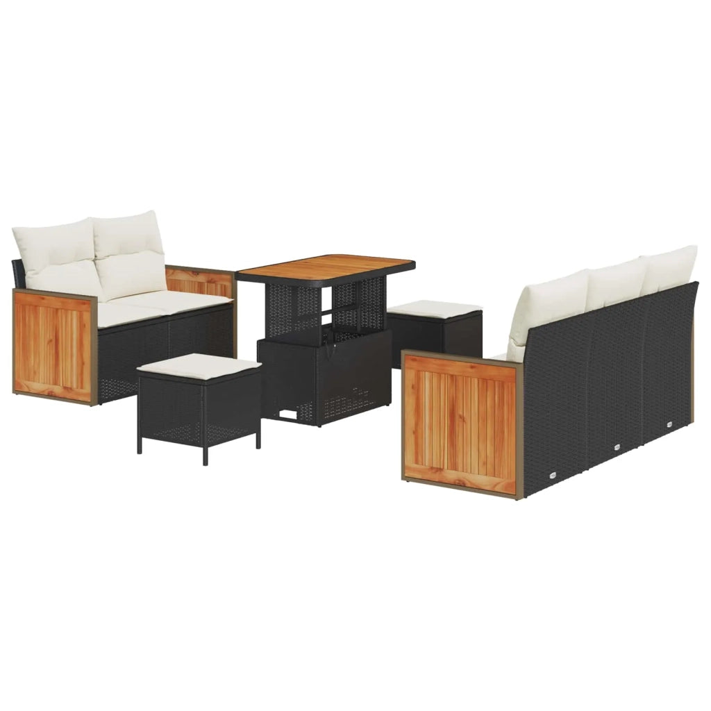 Set Divano da Giardino con cuscino 8 pcs Nero e Crema 3363120