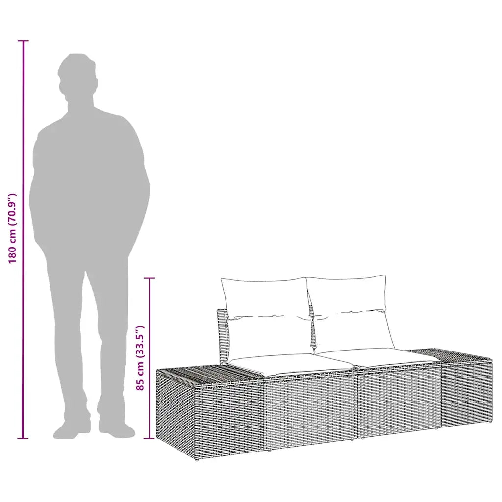 Divano da giardino Grigio 184 x 62 x 69 cm polyrattan 42006797