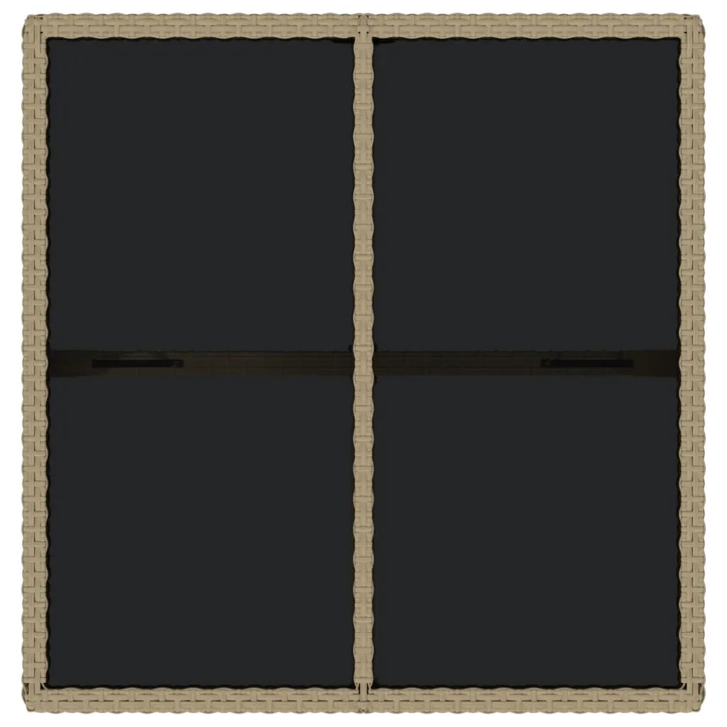 Tavolo da Giardino | Tavolino da esterno Beige 109x107x74 cm in Polyrattan e Vetro