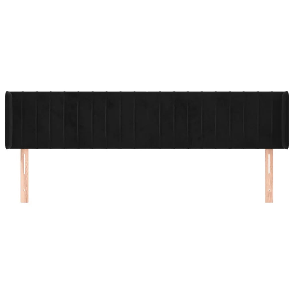 Testiera ad Orecchio-Testata con Orecchie Nera 203x16x78/88 cm in Velluto 724191
