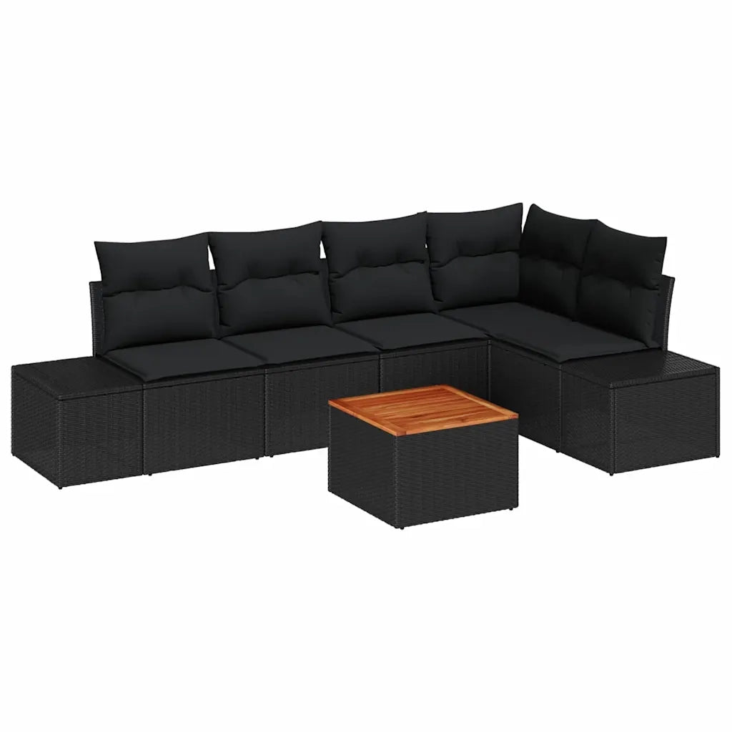 Set Divano da Giardino con archiviazione 6 pcs Nero polyrattan 3356630