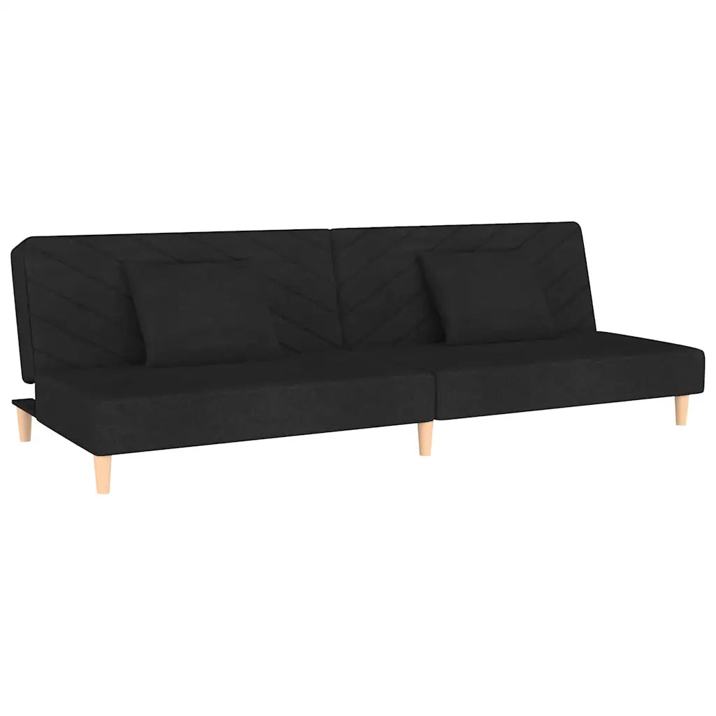 Divano Letto a 2 Posti con 2 Cuscini-Sofa Letto 2 Posti-Daybed Nero in Tessuto 608538
