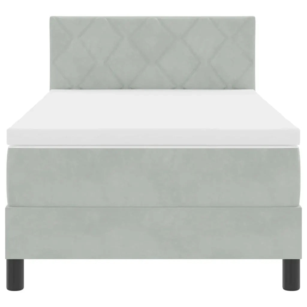 Letto a Sorgente LED con led Grigio chiaro 90 x 200 cm Velluto