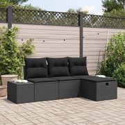 Set Divano da Giardino con cuscino 4 pcs Nero Poly Rattan